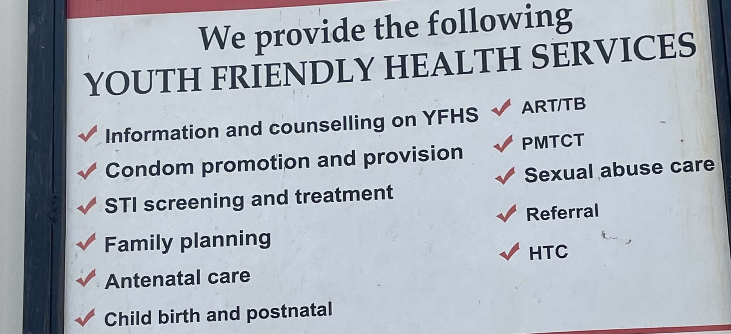 Malawian  health centre sign